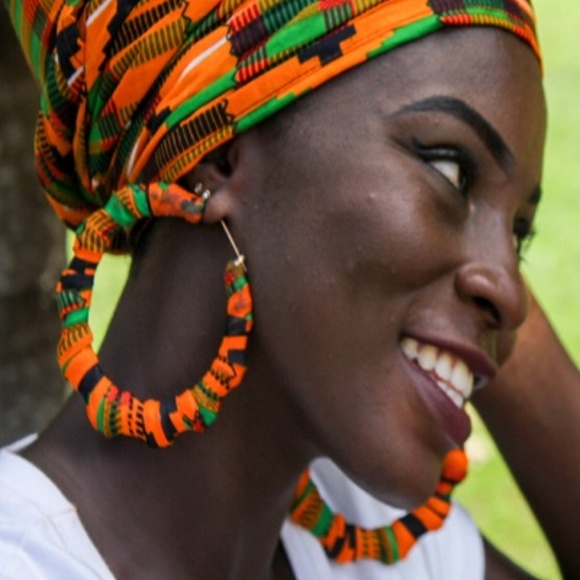 ExploreAfrica,com Jewelry - Earrings Only - XLarge African Kente